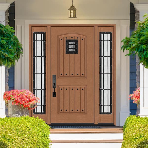 Regency 64 in. x 80 in. 2Panel Plank Cavalier Speakeasy RHIS AW Fiberglass Prehung Front Door w/Cavalier Dbl 12in.SL