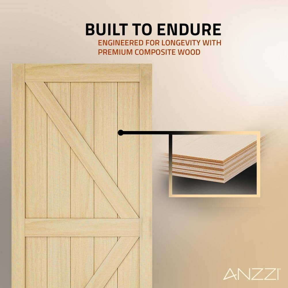 Tan 36" x 84" Sliding Barn Door with Hardware Kit