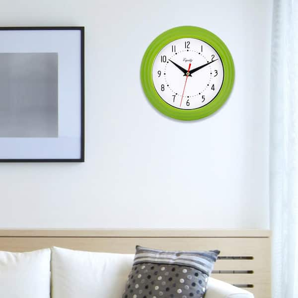 Equity by La Crosse 8 in. Round Green Basics Quartz Analog Wall Clock