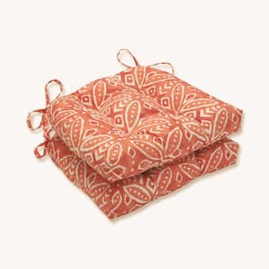 16 in. x 15.5 in. Outdoor Dining Chair Cushion in Orange/Ivory (Set of 2)