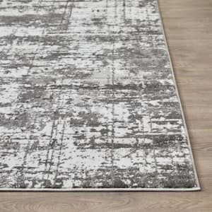 Rhane Vailin Gray 9 ft. 10 in. x 12 ft. 10 in. Abstract Polypropylene Area Rug