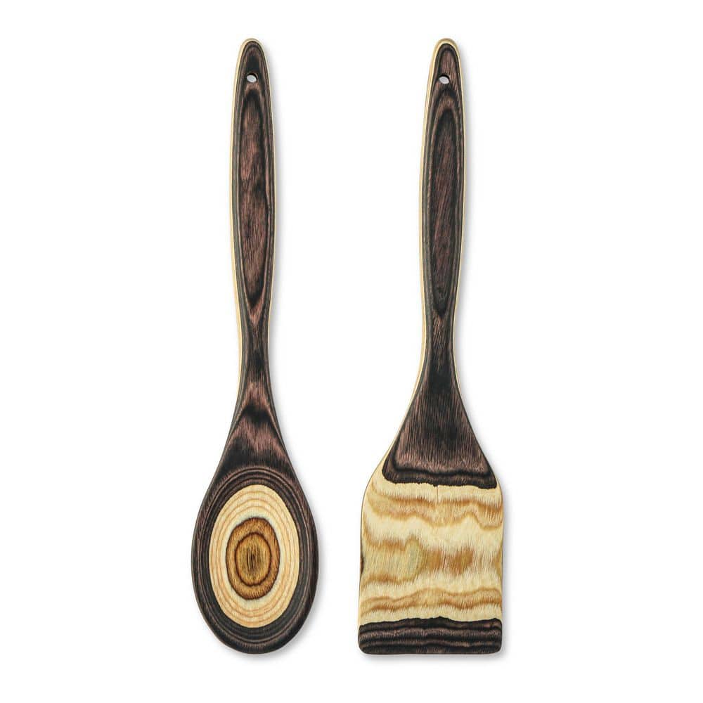 Core Kitchen Brown 2 Pieces Pakkawood Spoon and Turner Set 62075