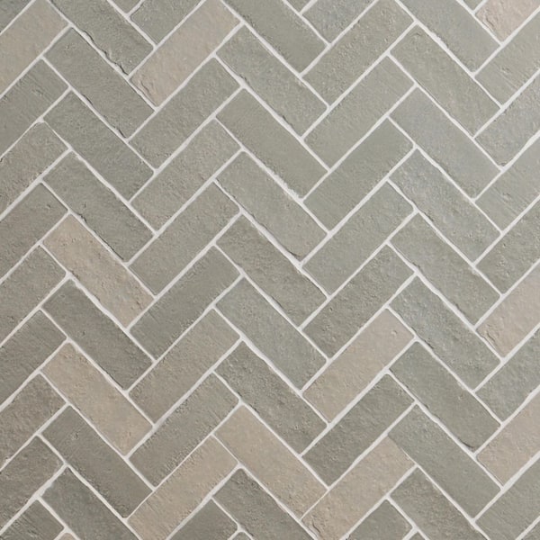 Creston Seawater Gray 12.72 in. x 13.53 in. Herringbone Matte Porcelain Mosaic Floor and Wall Tile (1.19 sq. ft./each)