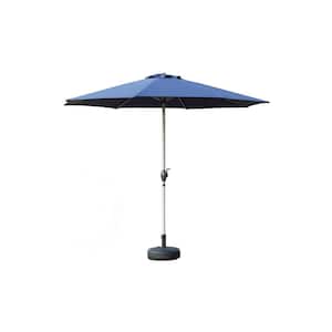 9 ft. Aluminium Patio Market Umbrella, Outdoor Waterproof Table Umbrella with Push Button Tilt and Crank in Navy Blue