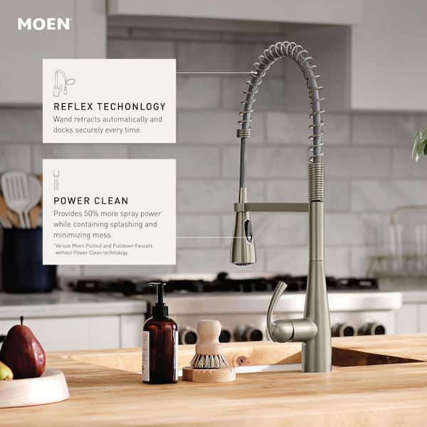 Y★ MOEN Essie Single-Handle Pre-Rinse Spring Pulldown Sprayer Kitchen