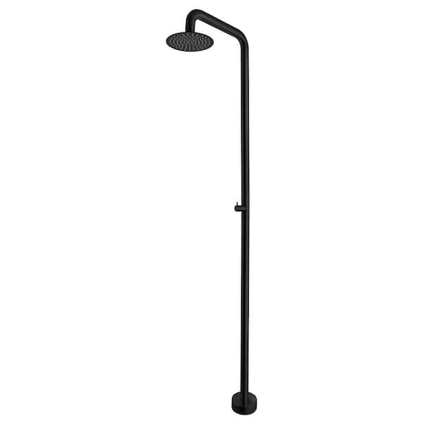 Outdoor Exposed 92 in. H Shower Faucet Single Level Handle Freestanding Tub Faucet Floor Mount in Matte Black