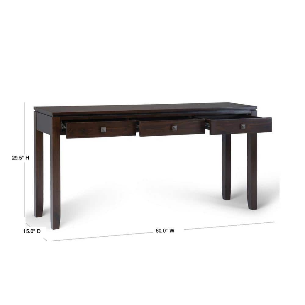 Mahogany Brown Solid Wood Console Table with Storage