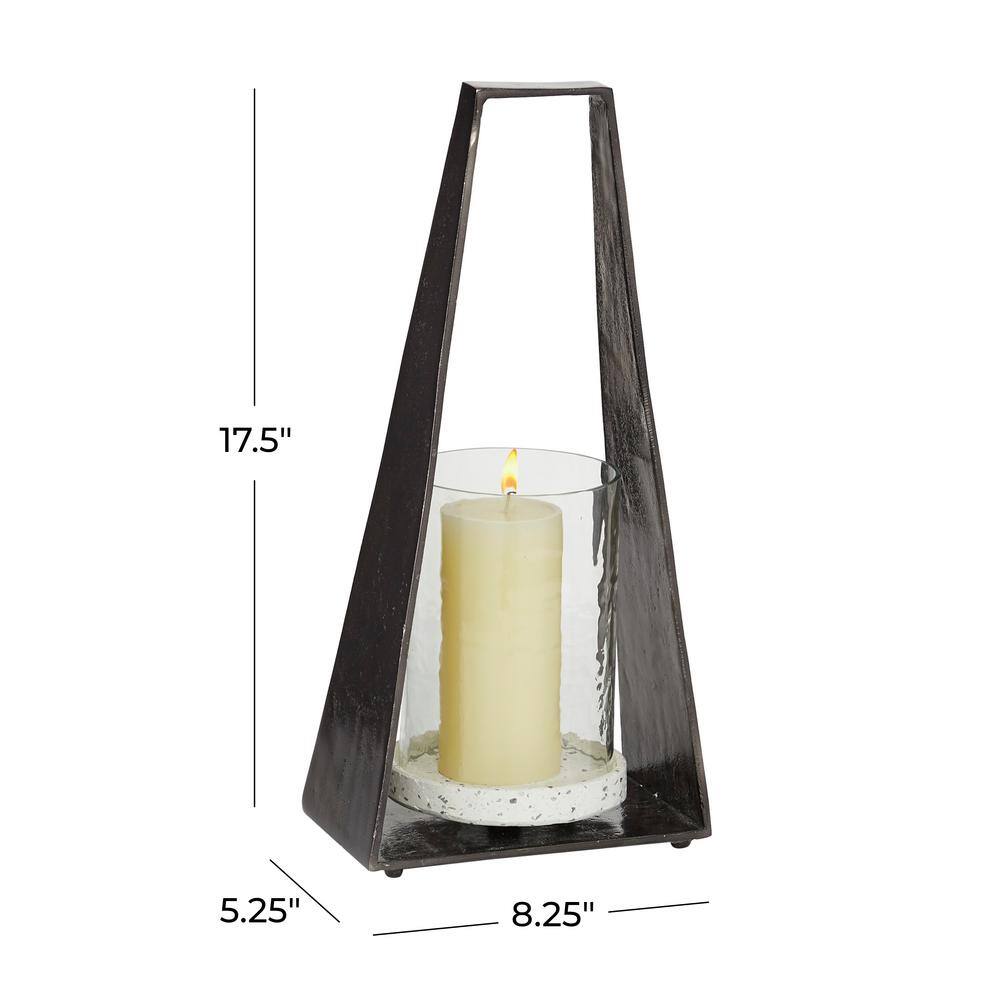 Contemporary Black Candle Lantern - 8" x 17.5" Hanging Hurricane