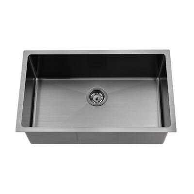 18-Gauge Stainless Steel 30 in. Single Bowl Undermount Kitchen Sink in Black