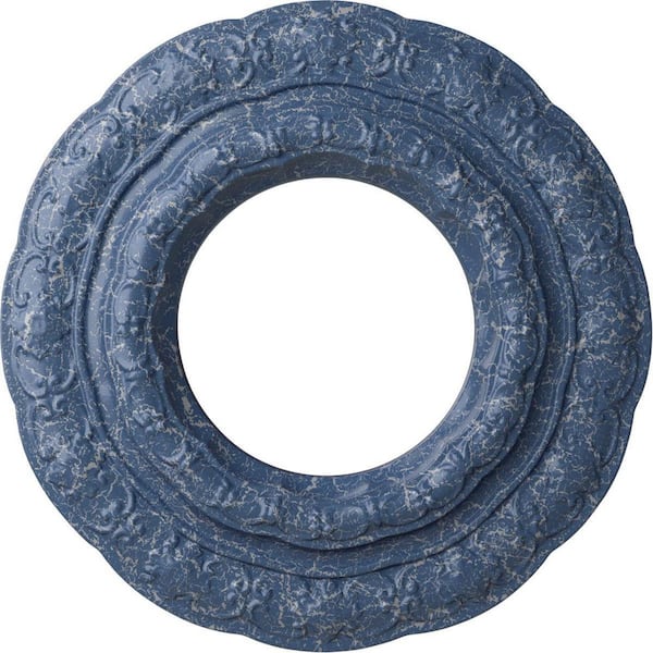 Ekena Millwork 1 in. x 15-3/8 in. x 15-3/8 in. Polyurethane Lisbon Ceiling Medallion, Americana Crackle