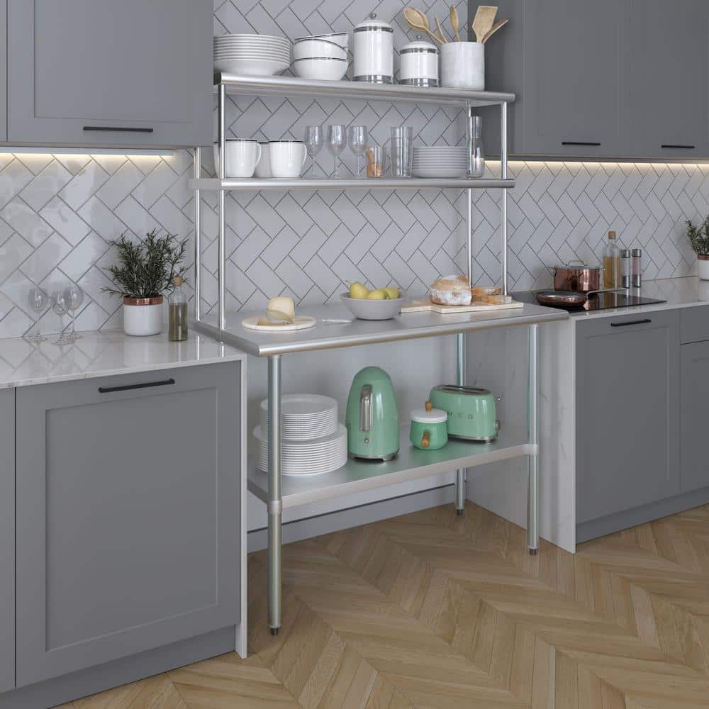48" Stainless Steel Double-Tier Kitchen Overshelf