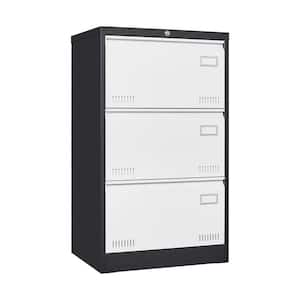 23.62 in. W x 17.71 in. D x 40.43 in. H Multi-Colored Metal Linen Cabinet Filing Cabinet with 3-Drawers and Lock