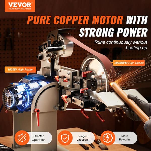 Belt Grinder Sander, 72 x 2-In. Variable Speed Belt Polisher with VFD, 1500W Knife Sharpener with 3-Grinding Moulds