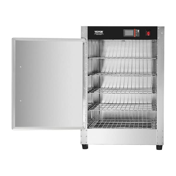 Hot Box Food Warmer 5-Tier with Water Tray, 5-Pans, Single-Door and Adjustable Shelves, Stainless Steel Buffet Server