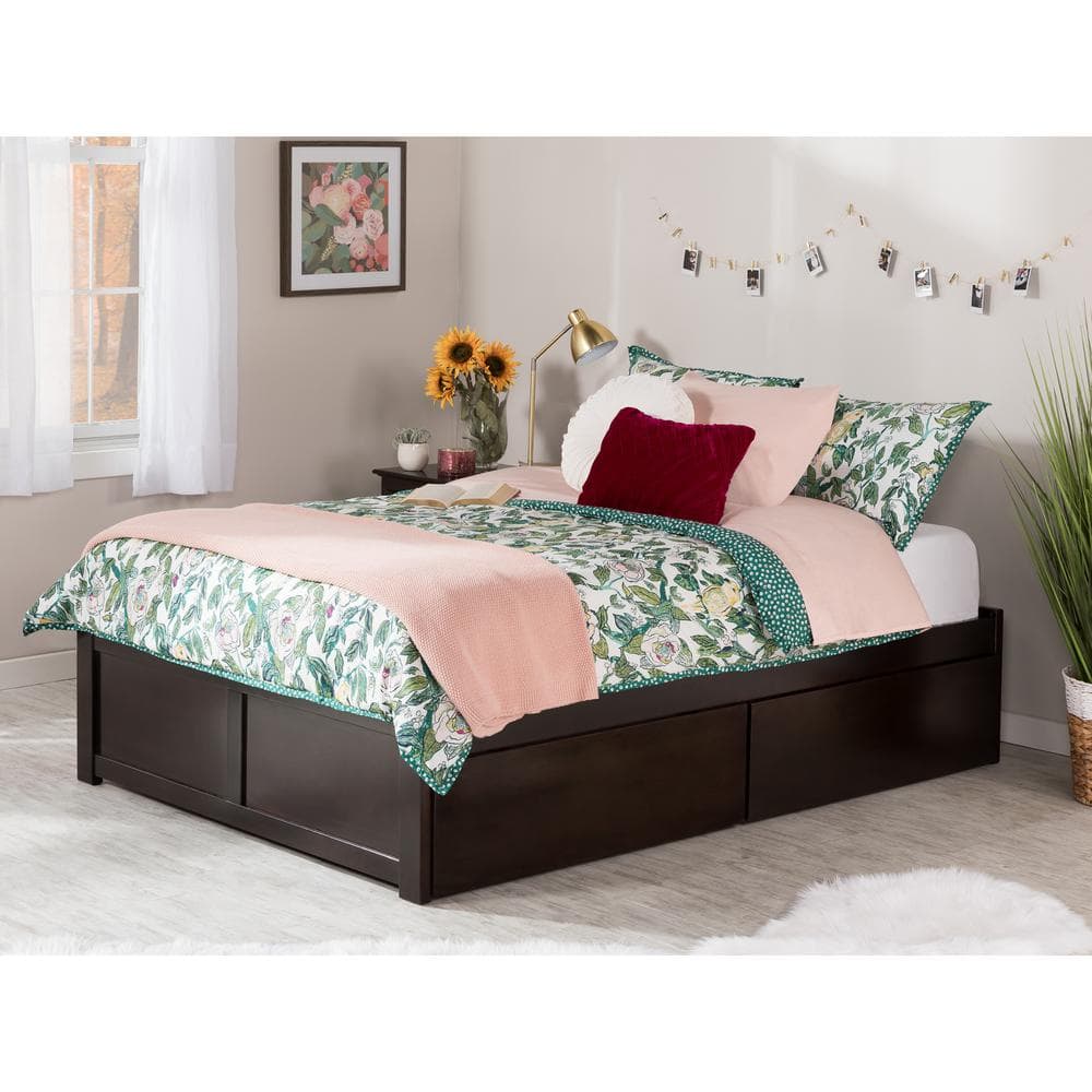 Espresso Queen Rubberwood Storage Platform Bed with Drawers
