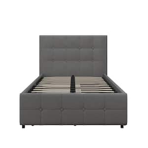 Ryan Gray Linen Twin Upholstered Bed with Storage