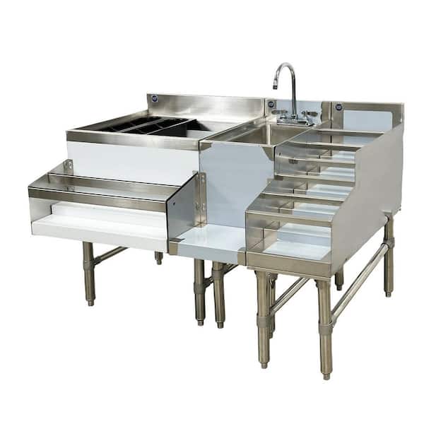 NSF Stainless Steel 48 in. Freestanding Bar Sink Combination Cocktail Station Underbar in Ice Bin