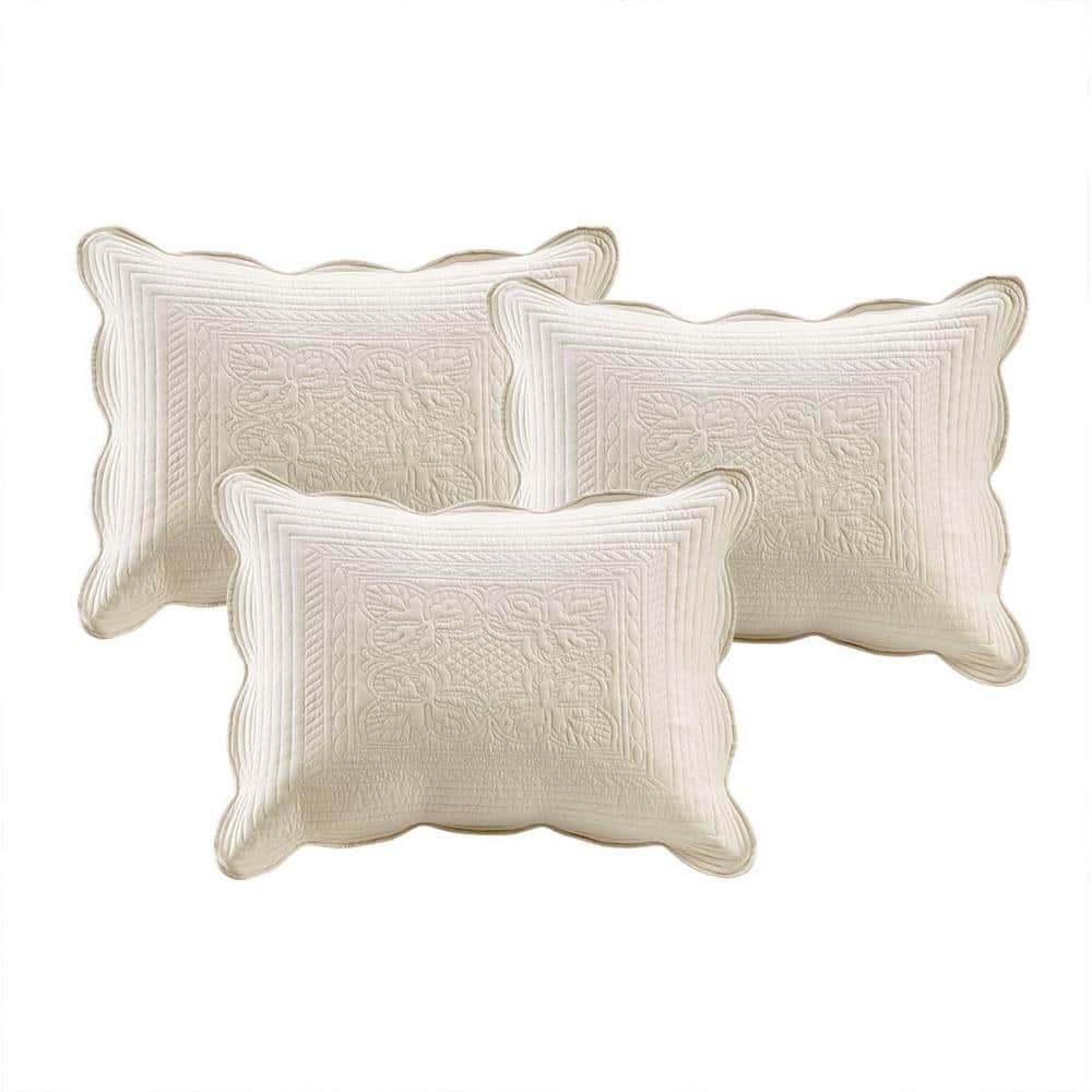 Cream Microfiber Reversible Scalloped Edge Daybed Cover Set