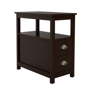 Brown 2-Drawer 23.62 in. Wooden Nightstand