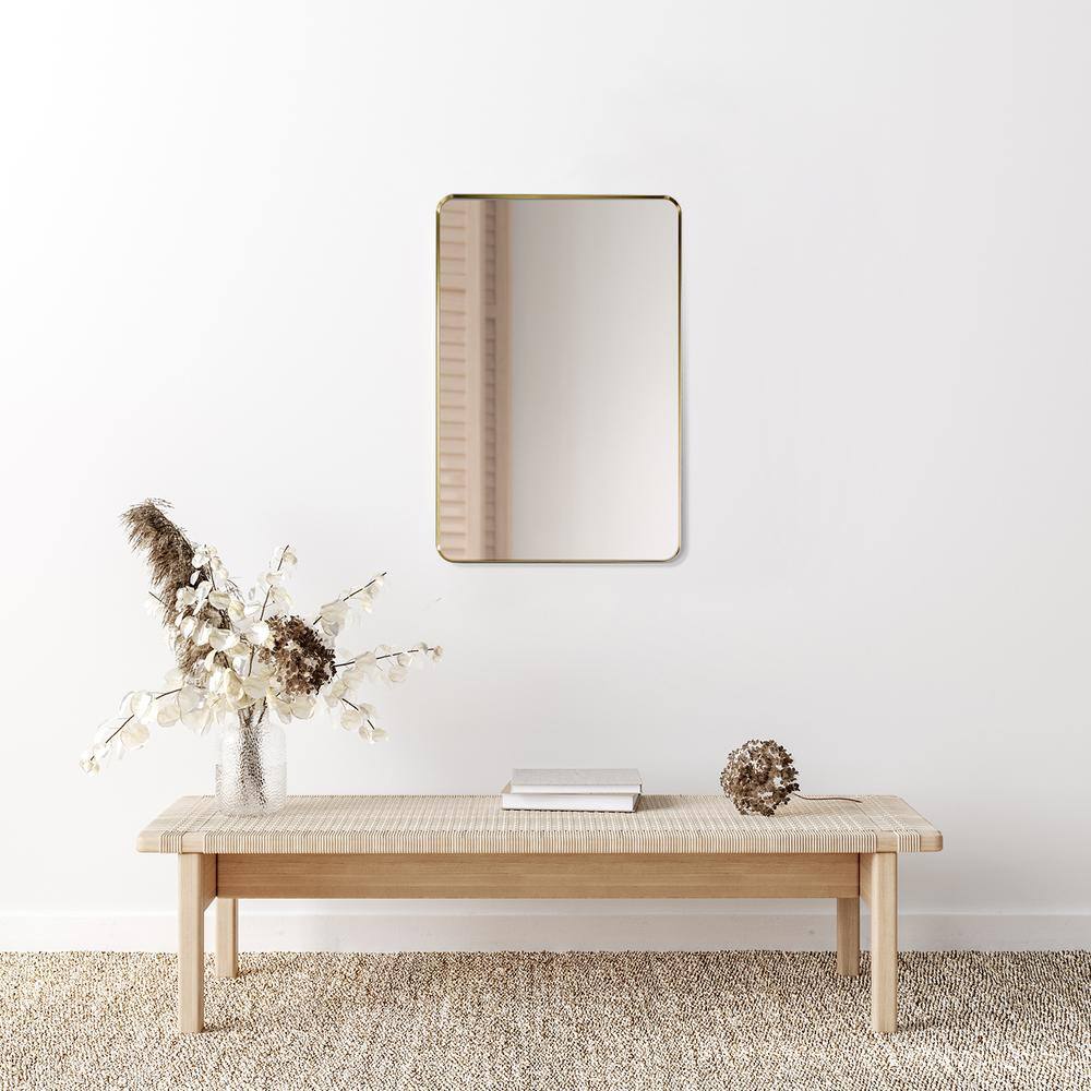 Gold Aluminum Rectangular Bathroom Vanity Mirror