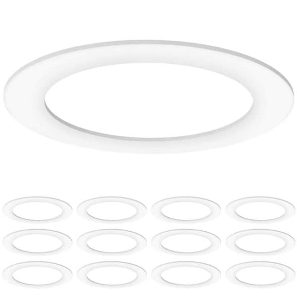 BIBIVIS 5-6 in. White Goof Rings for Recessed Light Fixture Living Room Can Light Goof Trim Ring, Flush Mount (12-Pack)