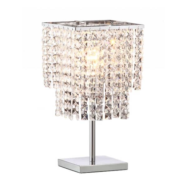 HomeRoots 41 in. White Metal Bedside Table Lamp with Clear Novelty Shade