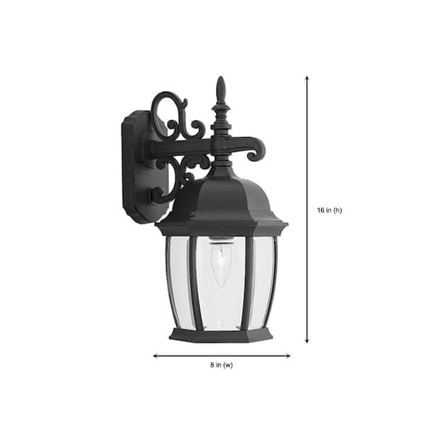 Designers Fountain - Tiverton Black 1-Light Outdoor Line Voltage Hardwired Porch Light Wall Sconce with No Bulb Included