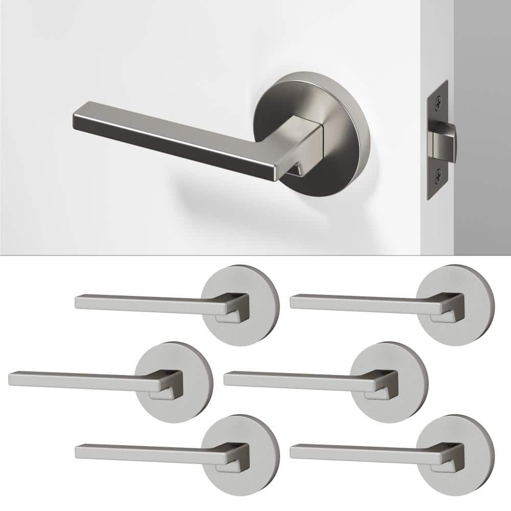 Dune Metal Brushed Nickel Passage Hall/Closet Flat Door Handle with Round Rosette 6-Pack price history on PriceWatchPro