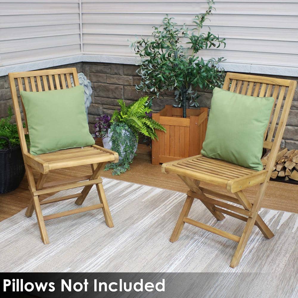 Sunnydaze Light Brown Teak Folding Outdoor Dining Chairs - Set of 2