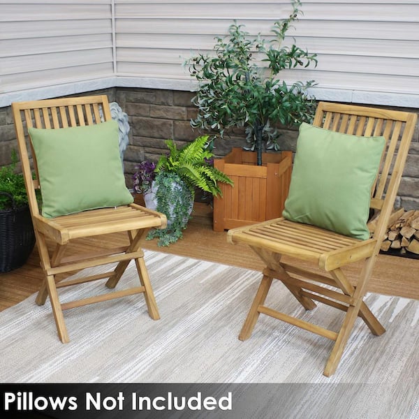 Sunnydaze Nantasket Light Brown Folding Chair Teak Outdoor Dining