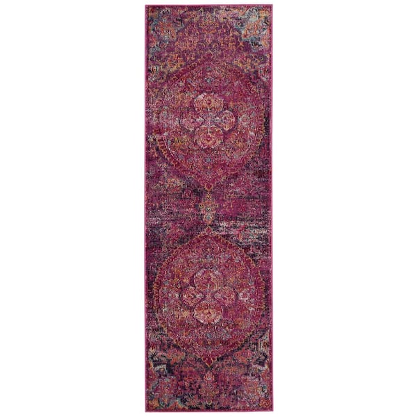 Crystal Fuchsia/Purple 2 ft. x 5 ft. Border Runner Rug