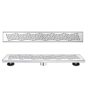 24 in. Linear Stainless Steel Shower Drain - Wave Pattern