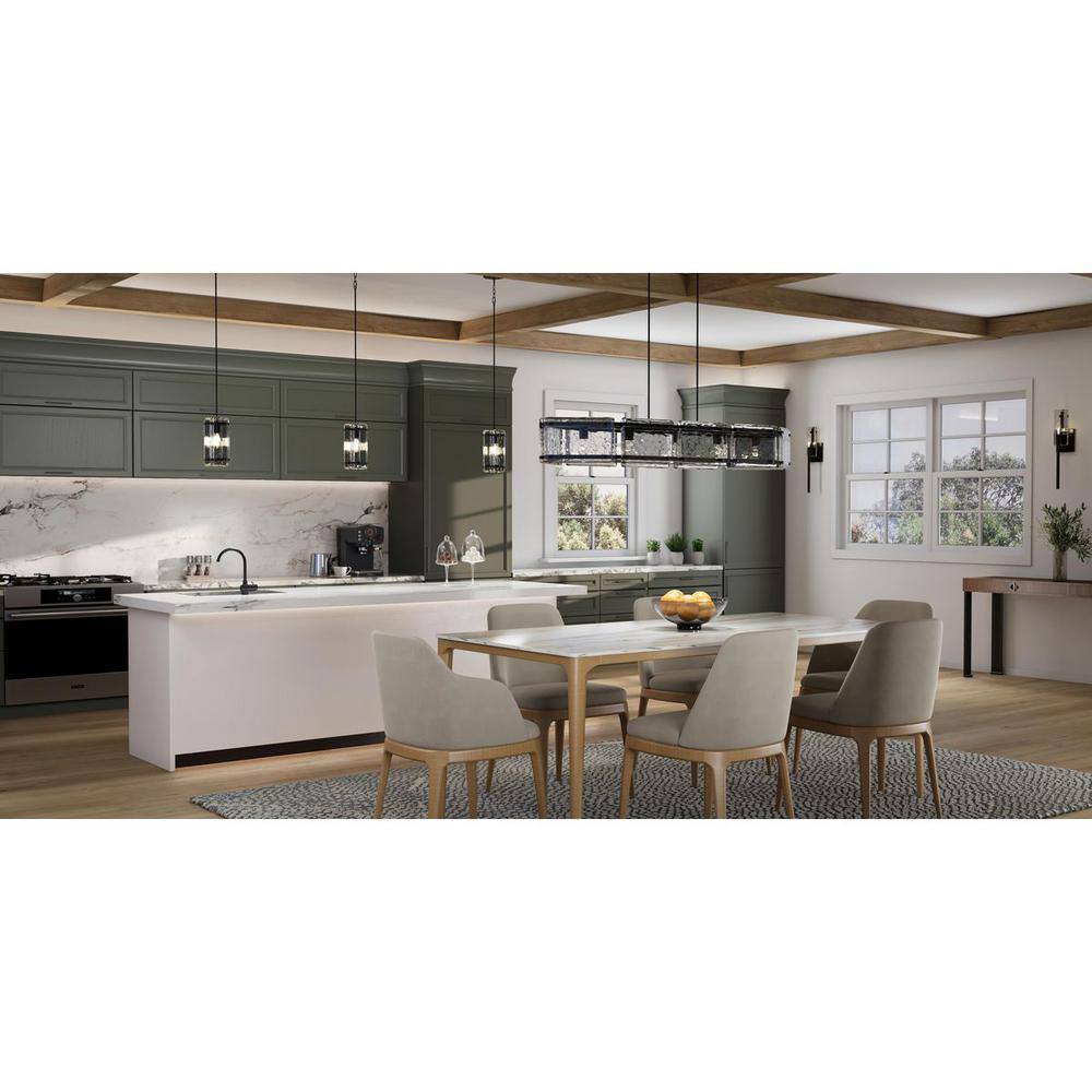 Rivera Matte Black 5-Light Linear Glass Chandelier