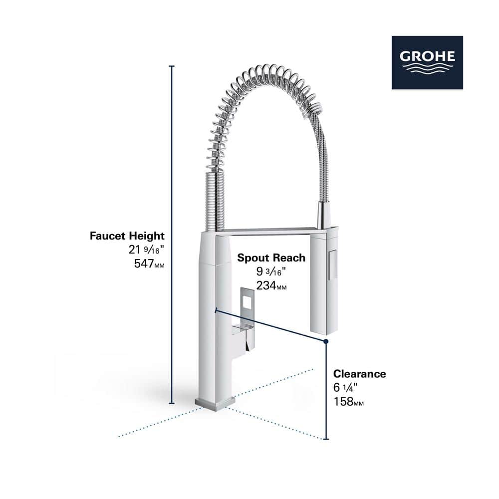 Eurocube Chrome Pull-Out Single Handle Kitchen Faucet