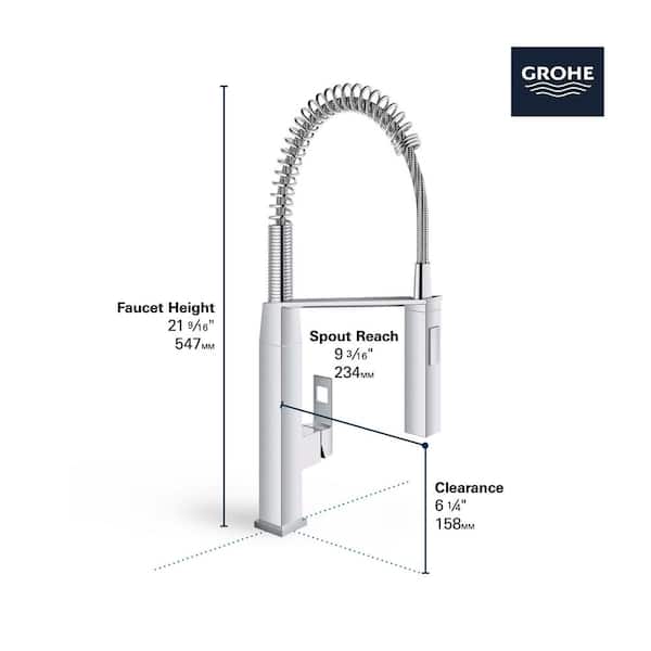 GROHE Eurocube Single-Handle Pull-Down Sprayer Kitchen Faucet in 