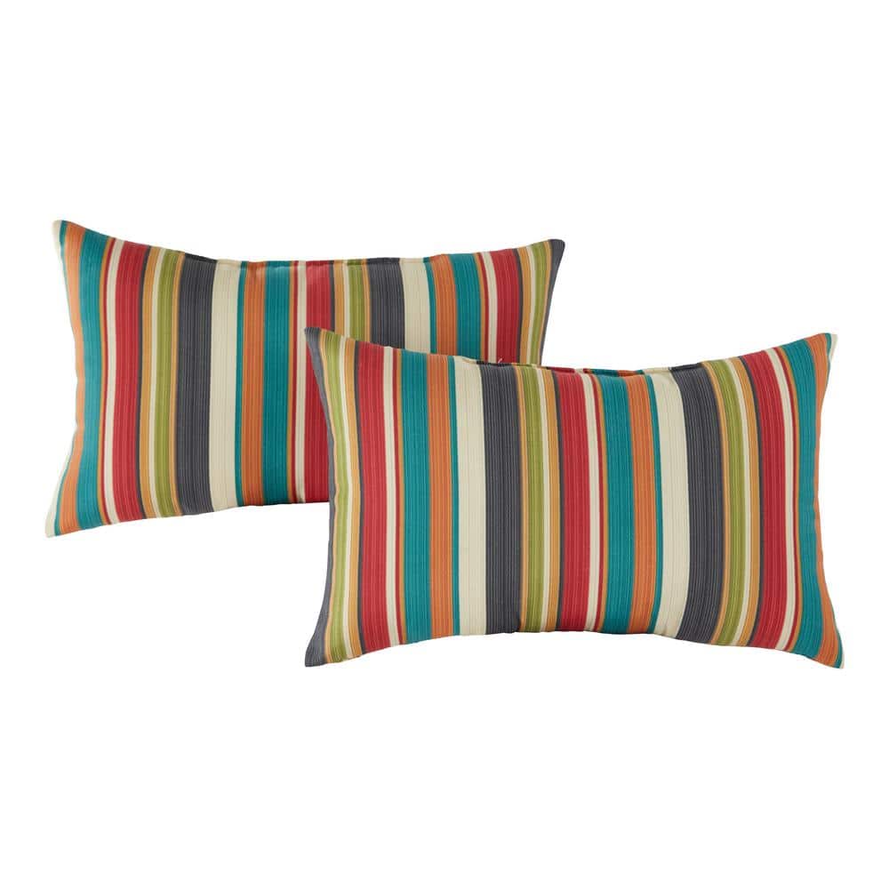 Greendale Home Fashions AZ4803S2-SUNSET Adobe Stripe Outdoor 17-inch Square Throw Pillow Set of 2