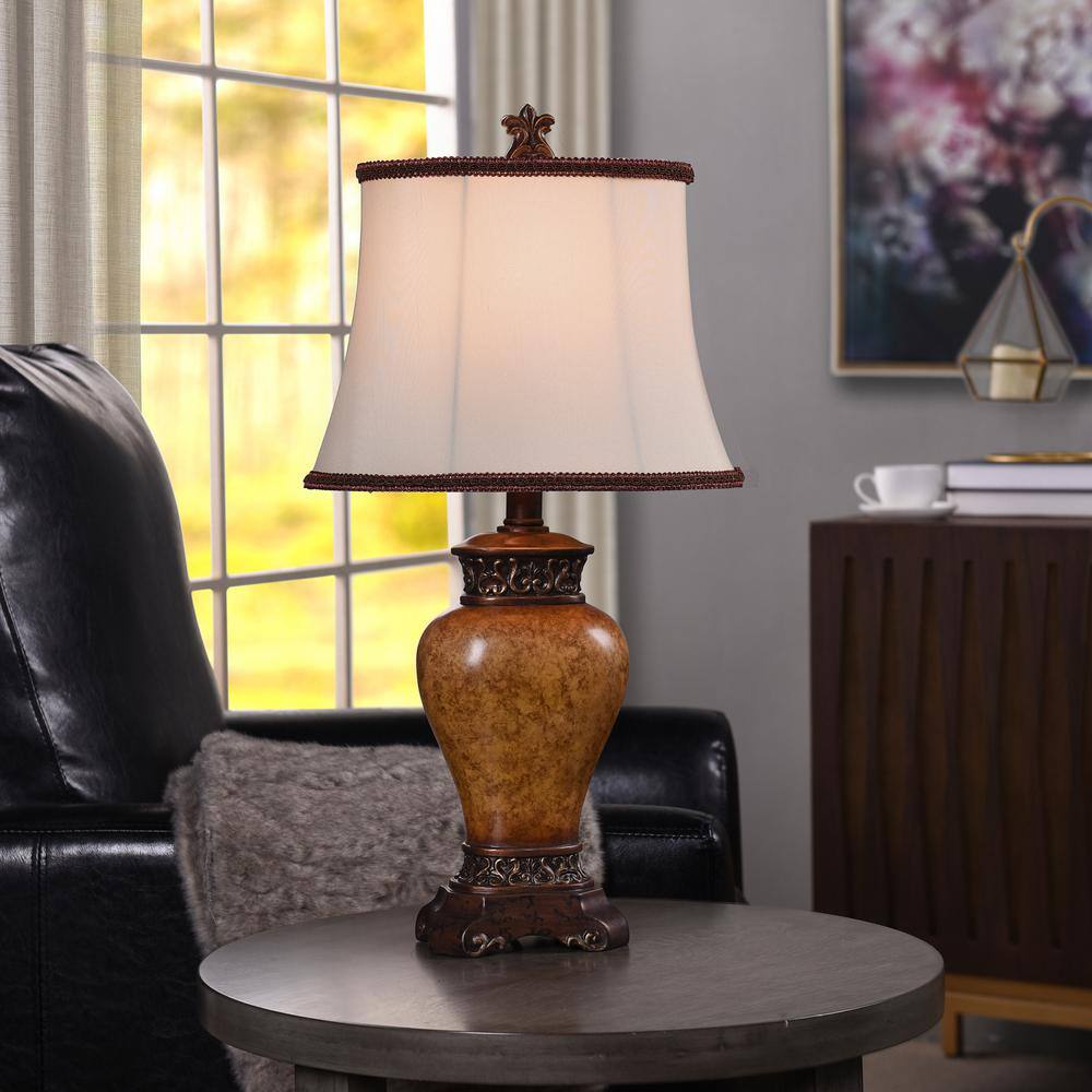 Maximus Bronze Table Lamp with Ivory Fabric Shade