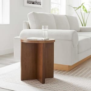 Silas 15.5 in. Round Wood Side End Table in Walnut