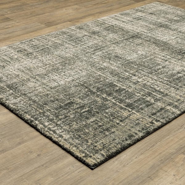 Asbury Charcoal/Beige 2 ft. x 8 ft. Industrial Distressed Abstract Polypropylene Indoor Runner Area Rug