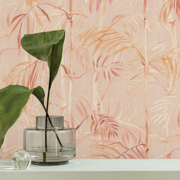 Coral Bamboo Gardens Unpasted Wallpaper Roll (Covers 56 sq. ft.)
