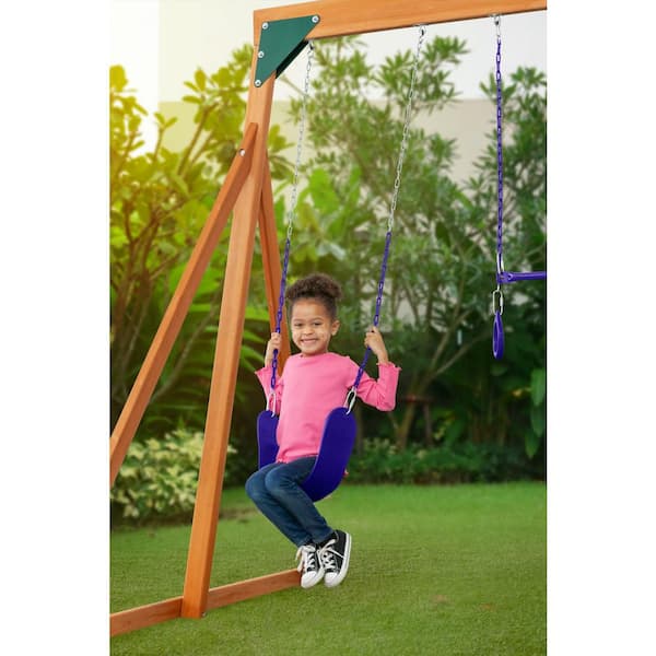 Creative Cedar Designs 3800-V Trailside Complete Wood Swing Set with Purple Playset Accessories - 2