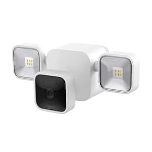 Wireless White Outdoor Integrated LED 1-Camera System Plus Flood Light