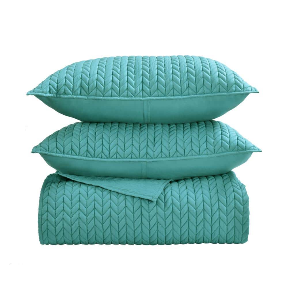 Lightweight Turquoise Quilted Aerated Fabric Throw Pillow