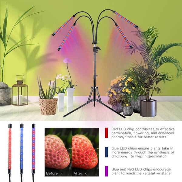 4/3 Heads LED Grow Lights Indoor Plants Full Spectrum Hydroponics Growing Lamp 