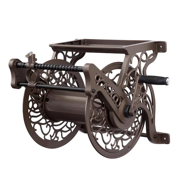 125 ft. Bronze Aluminum w/Hose Guide Wall Mounted Garden Hose Reel