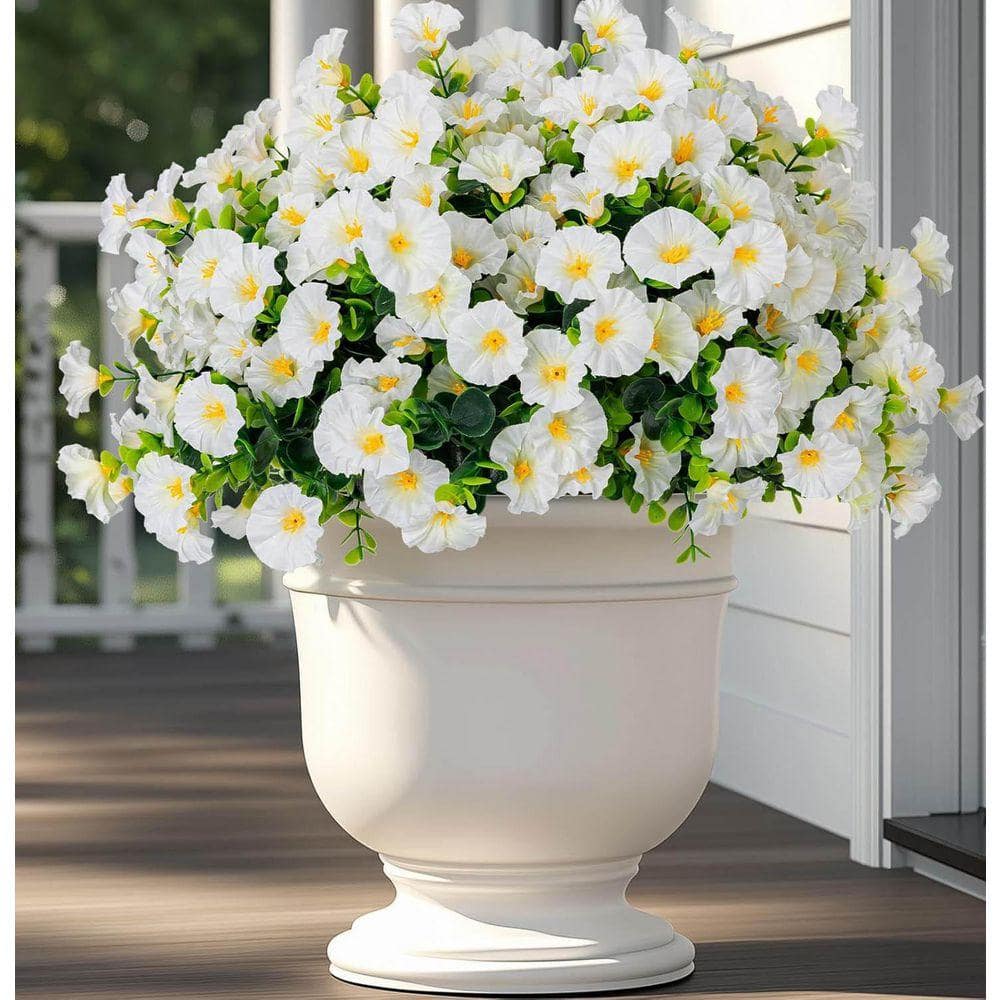 13.78 in White Indoor/Outdoor Artificial Morning Glory Fake