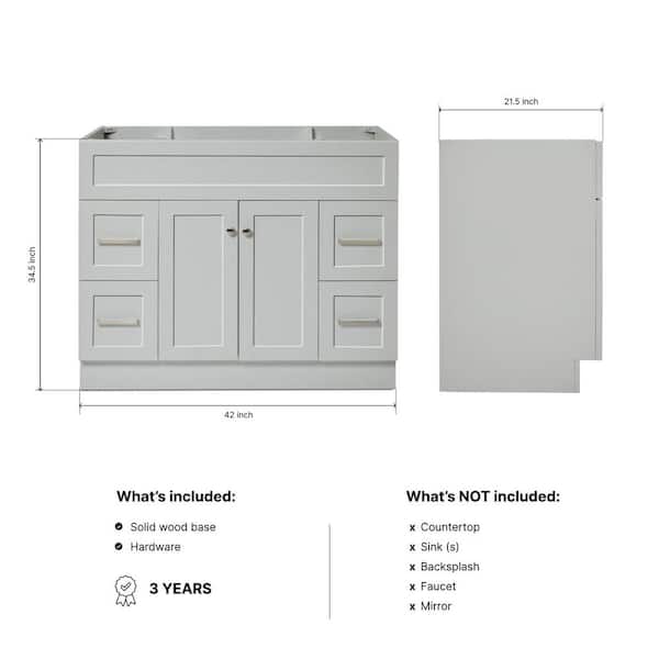 Hamlet 42 in. W x 21.5 in. D x 34.5 in. H Freestanding Bath Vanity Cabinet Only in Gray