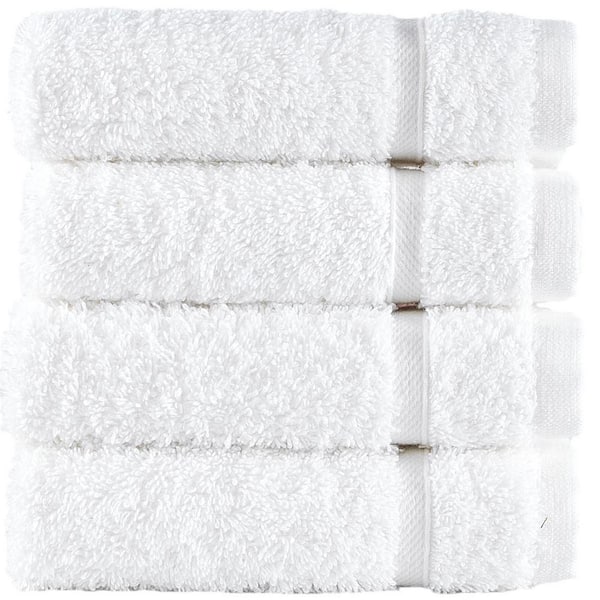 Hawmam Linen 4-Piece White Turkish Cotton Washcloth