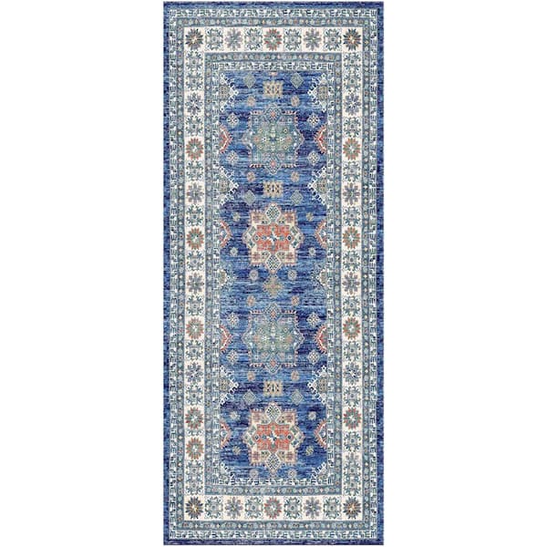 Nourison Fulton Blue 2 ft. x 5 ft. Medallion Traditional Runner Area Rug
