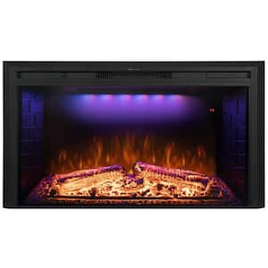 43 in. Electric Fireplace Inserts with Fire Crackling Sound, Adjustable Top Light & Flame Speed, Black